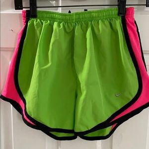 Nike lime green and hot pink shorts